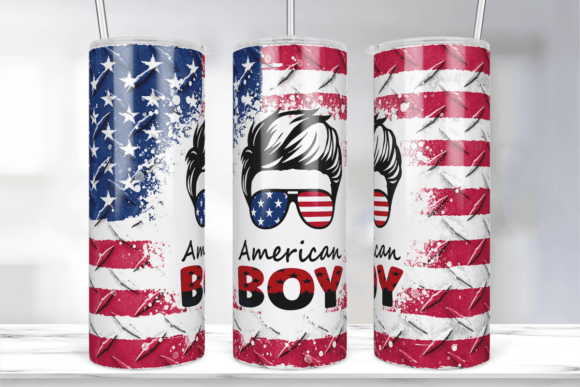 American Boy Tumbler Sublimation Design: Graphics for Crafts & Patriotic Branding