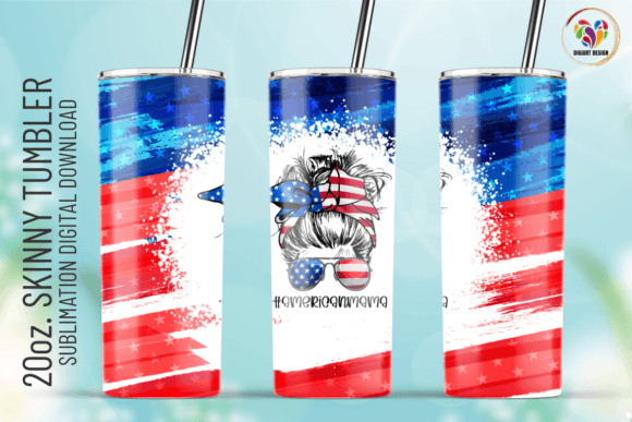 American Mama 4th of July Tumbler Graphics & Print Templates