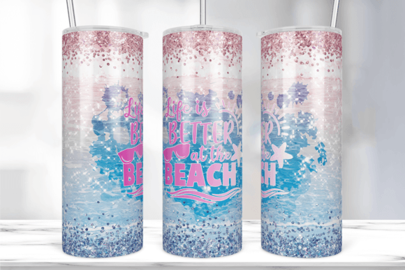 Beach Tumbler Sublimation Design: Graphics for Print Templates