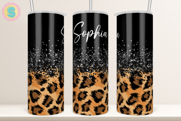 Black Glitter Leopard Print Tumbler Wrap: Graphics for Crafts