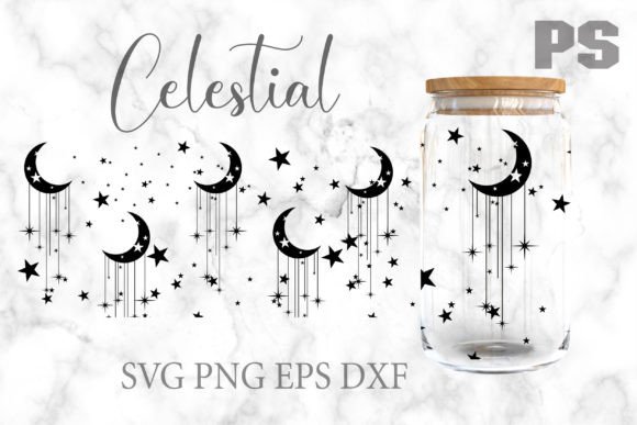 Celestial Libbey 16oz Can Glass Wrap SVG: Graphics for Tumbler Wraps