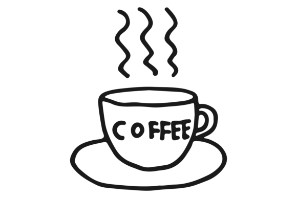 Coffee Cup Doodle. Hot Drink Ink Drawing Graphics