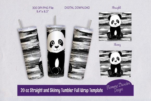 Cute Baby Panda Full Tumbler Wrap: Graphics & Print Templates