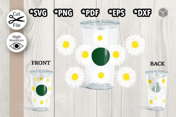 Daisy Flower Cold Cup Wrap Graphics