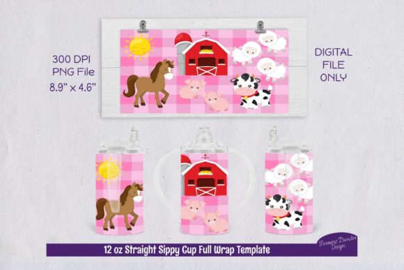 Farm Animal Sublimation Wrap: Graphics for Print Templates