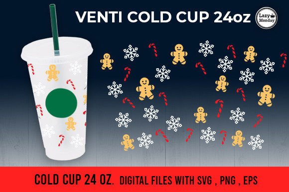 Gingerbread & Snowflake Venti Cup Graphics