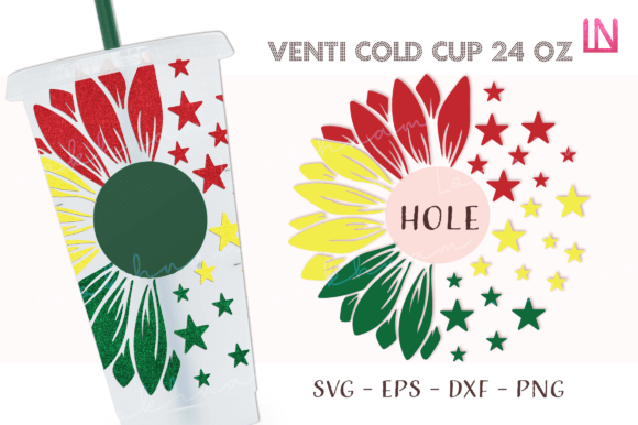 Half Sunflower Juneteenth Venti Ring SVG: Graphics for Crafts & Branding