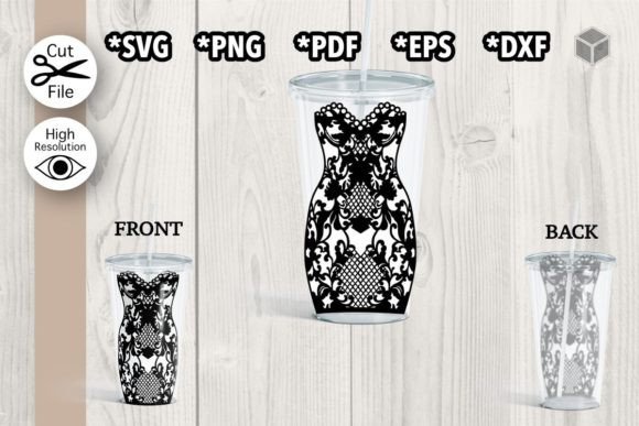 Lace Dress Cup Wrap: Graphic Templates for Elegant Branding