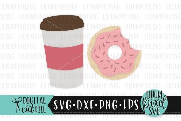 Layered Coffee Cup and Donut–Summer Graphics