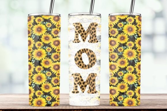Leopard MOM Sunflower 20 Oz Tumbler Wrap