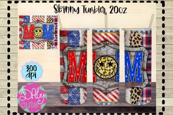 Mom American Flag Tumbler PNG: Graphics for Print Templates