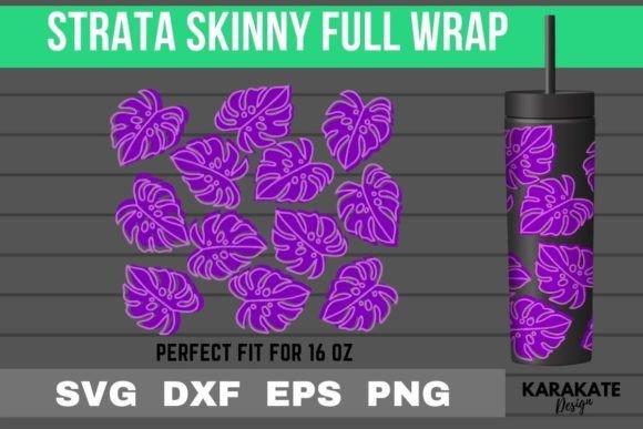 Monstera 16oz Strata Skinny Wrap SVG: Graphics for Crafts & Local Branding