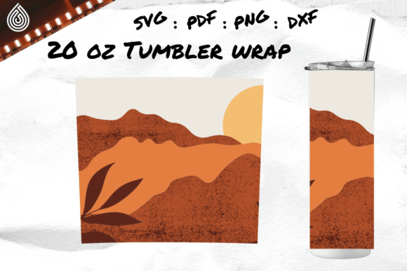 Mountain, Plant and Sun Tumbler Graphics for Crafts