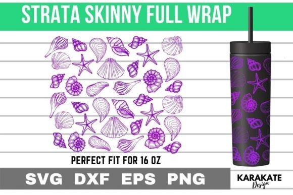 Ocean Shell 16oz Strata Skinny Wrap SVG: Graphics for Crafts & Branding