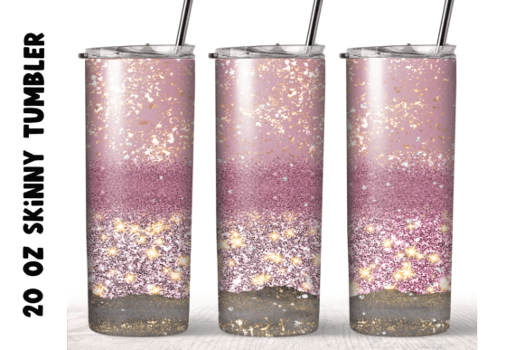 Pink Glitter 20 Oz Skinny Tumbler Wrap: Graphics for Crafts & Branding
