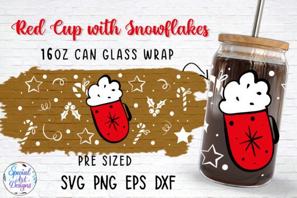 Red Cup Snowflakes 16oz Glass Wrap: Graphics for Crafts & Local Branding