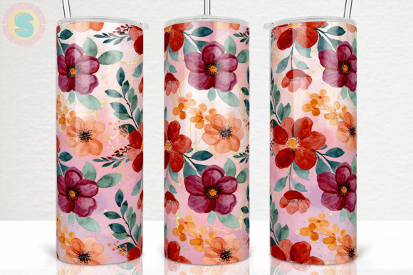 Red Floral 20Oz Tumbler Wrap: Graphics for Crafts & Content