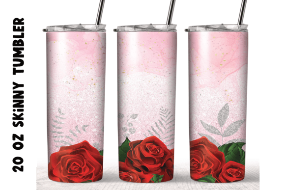 Red Rose Flower Tumbler Warp: Graphics for Crafts
