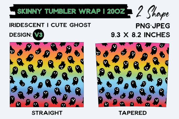 Skinny Tumbler Iridescent Cute Ghost Graphics