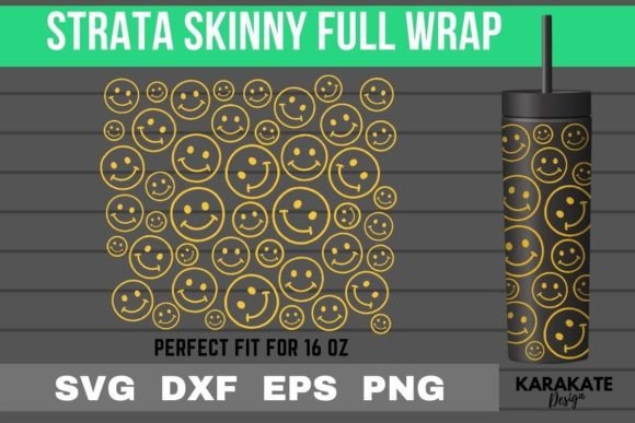 Smiley Face 16oz Strata Skinny Wrap SVG for Crafts & Graphics