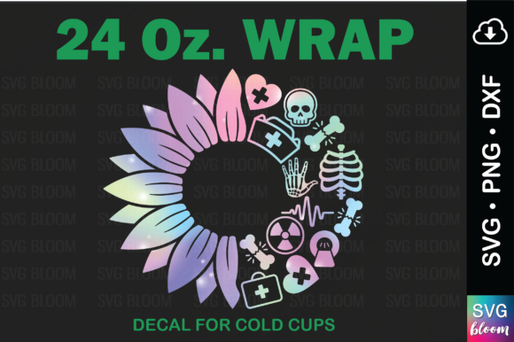 Sunflower Radiology Tumbler 24oz Wrap: Graphics & Print Templates