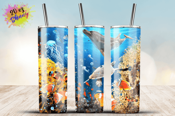 Undersea Tumbler Fish Graphics for Crafts