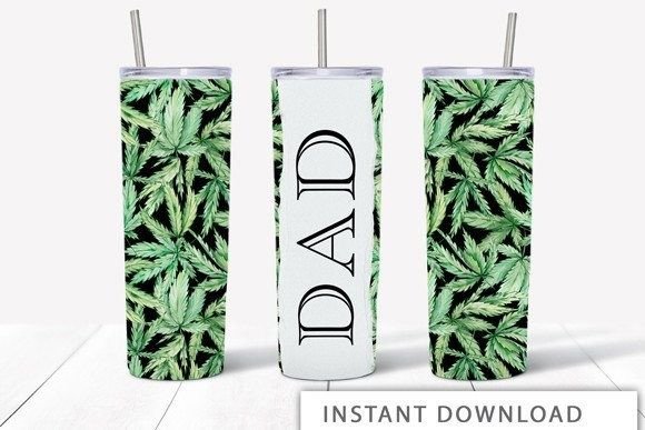 Watercolor Cannabis Dad Tumbler Wrap Graphics