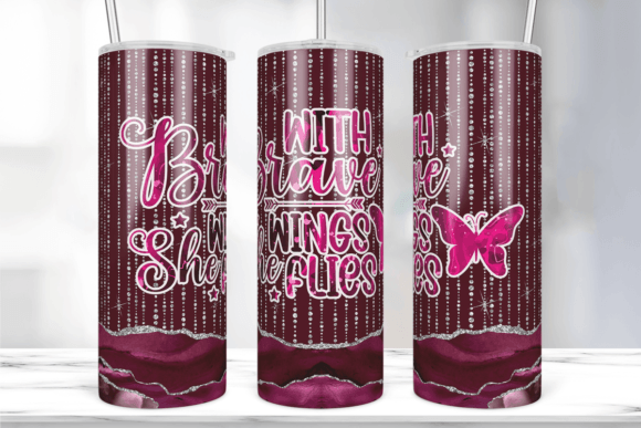 With Brave Wings Tumbler Wrap Design: Graphics & Print Templates