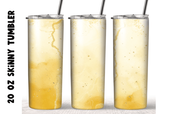 Yellow Watercolor Glitter 20oz Tumbler Graphics